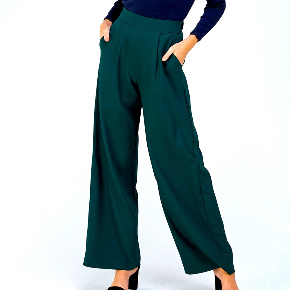 Hunter green wide leg pant